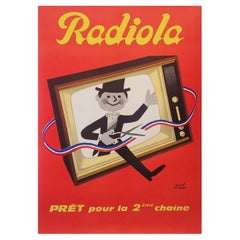 French Original Advertising Poster, Radiola TV by Herve Morvan 1962