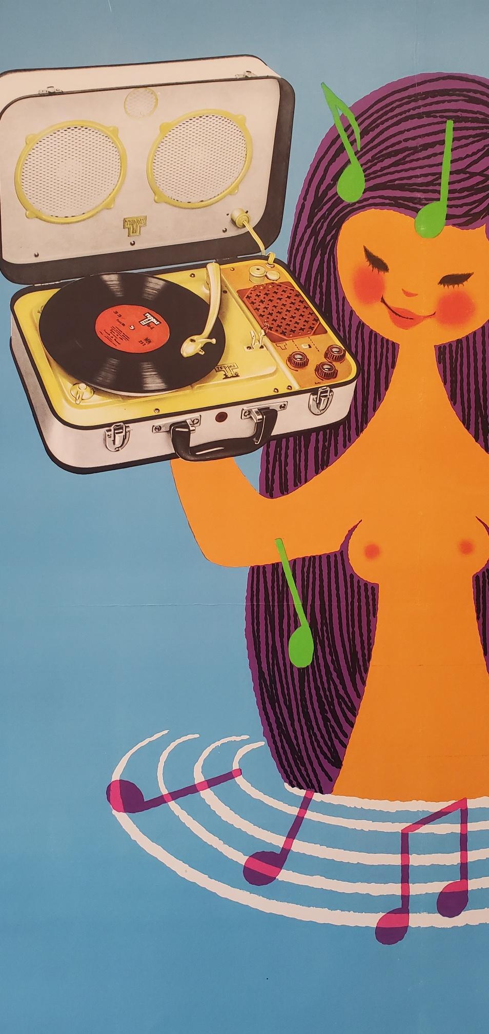 Cartel publicitario original francés, Teppaz Circa 1960 por Alain GAUTHIER Moderno de mediados de siglo en venta