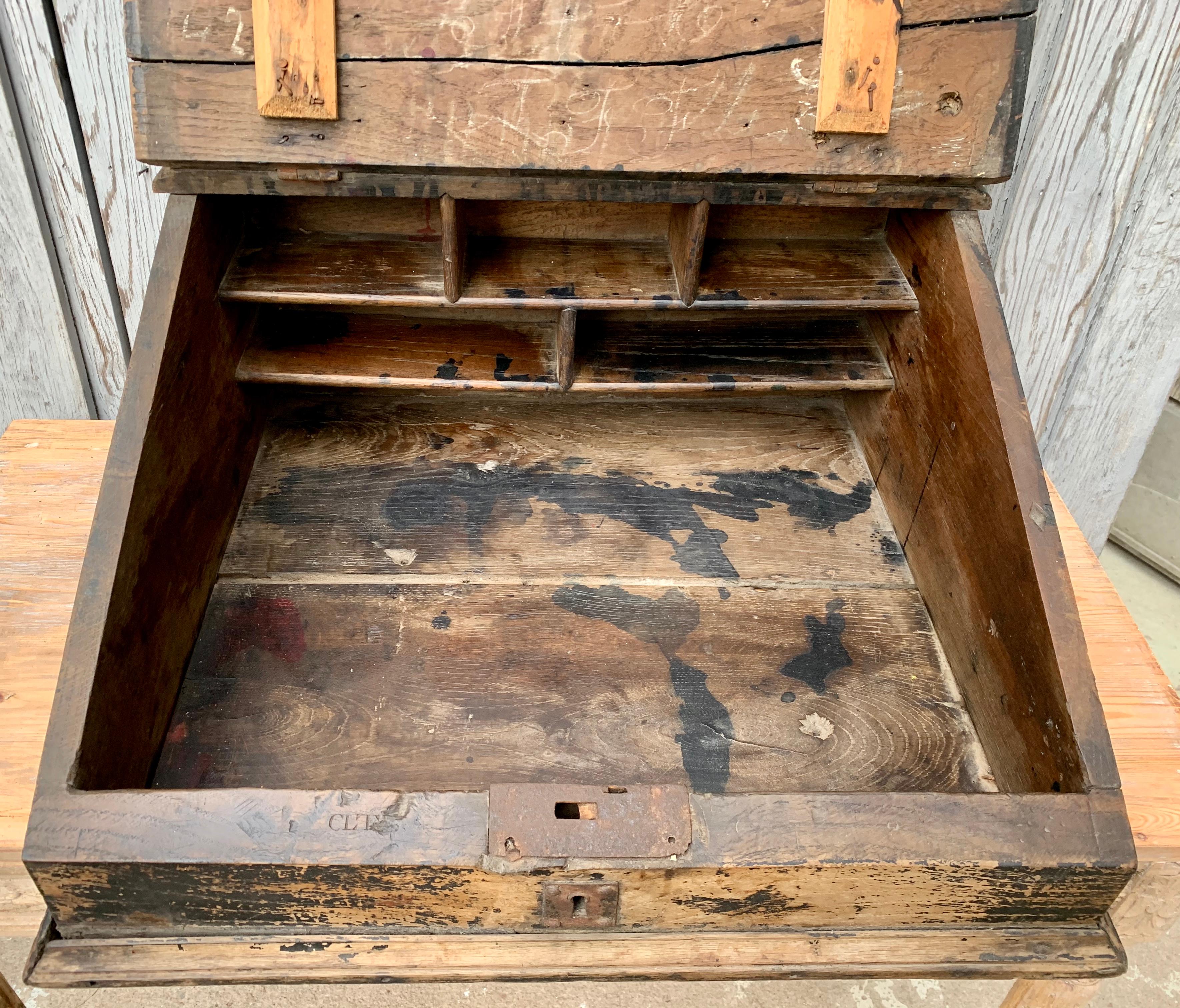 Louis XVI French Original Black Painted Portable 18th Century Writing Desk For Sale