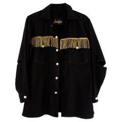 Jacket Military Embellished Oversize Fringes Black J Dauphin
