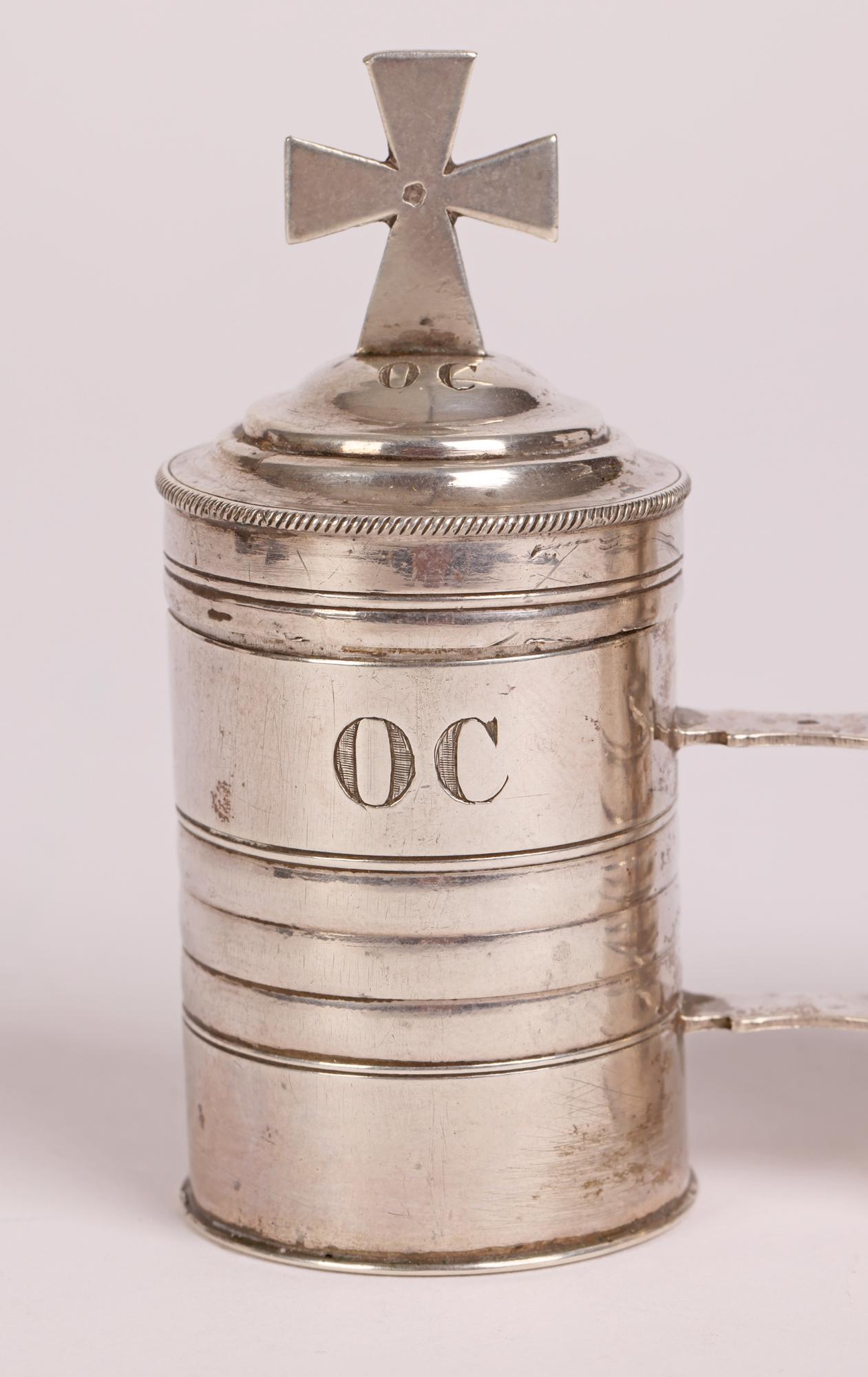 French Original Cased Pair Silver Baptismal Oil Containers For Sale 9