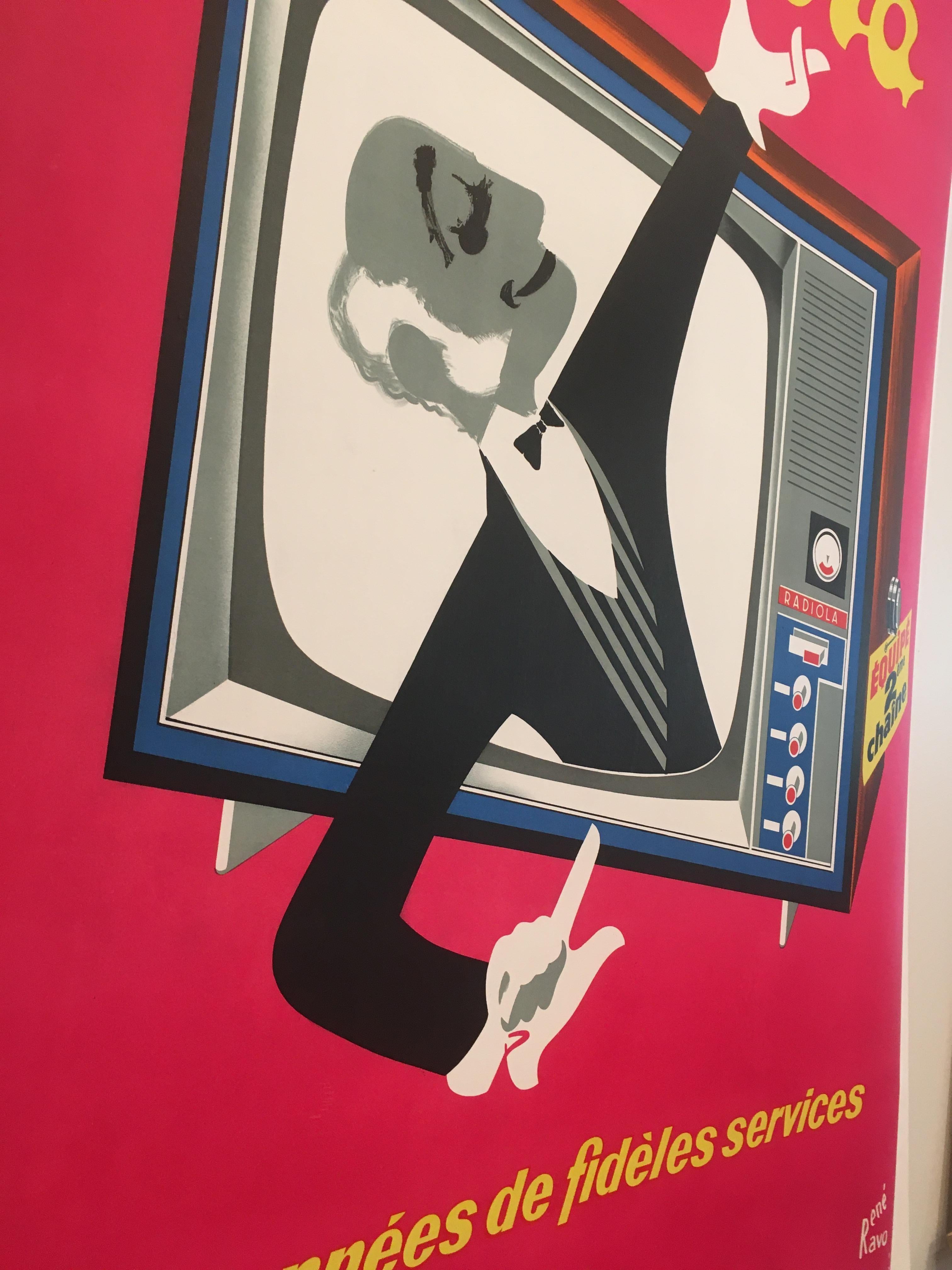 French Original Mid-Century Advertising Poster, 'Radiola' Designed by Rene Ravo 1