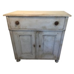 Antique French Original Painted 1 Drawer, 2-Door Buffet