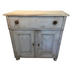 Antique French Original Painted 1 Drawer, 2-Door Buffet
