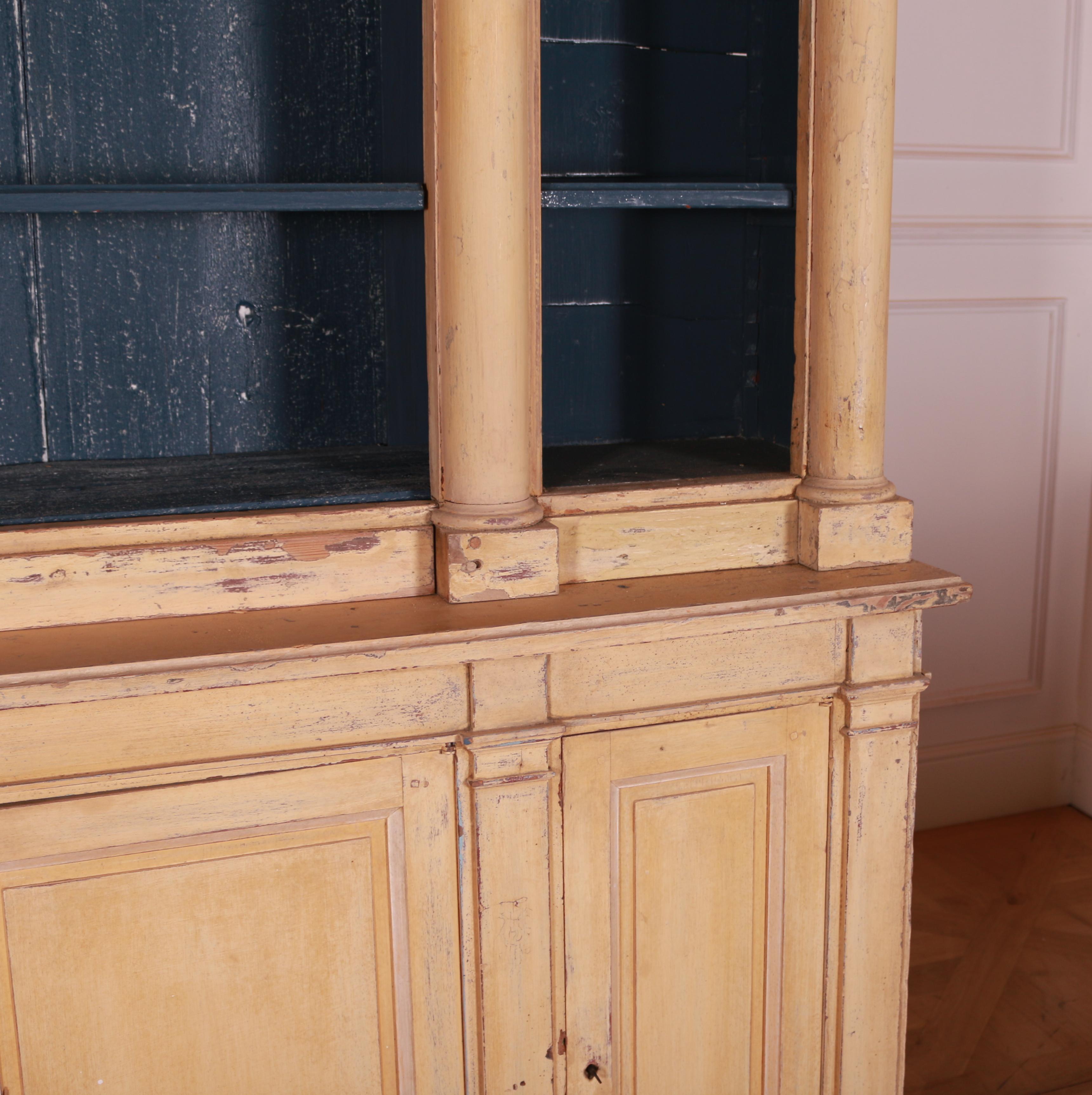 Pine French Original Painted Bookcase For Sale