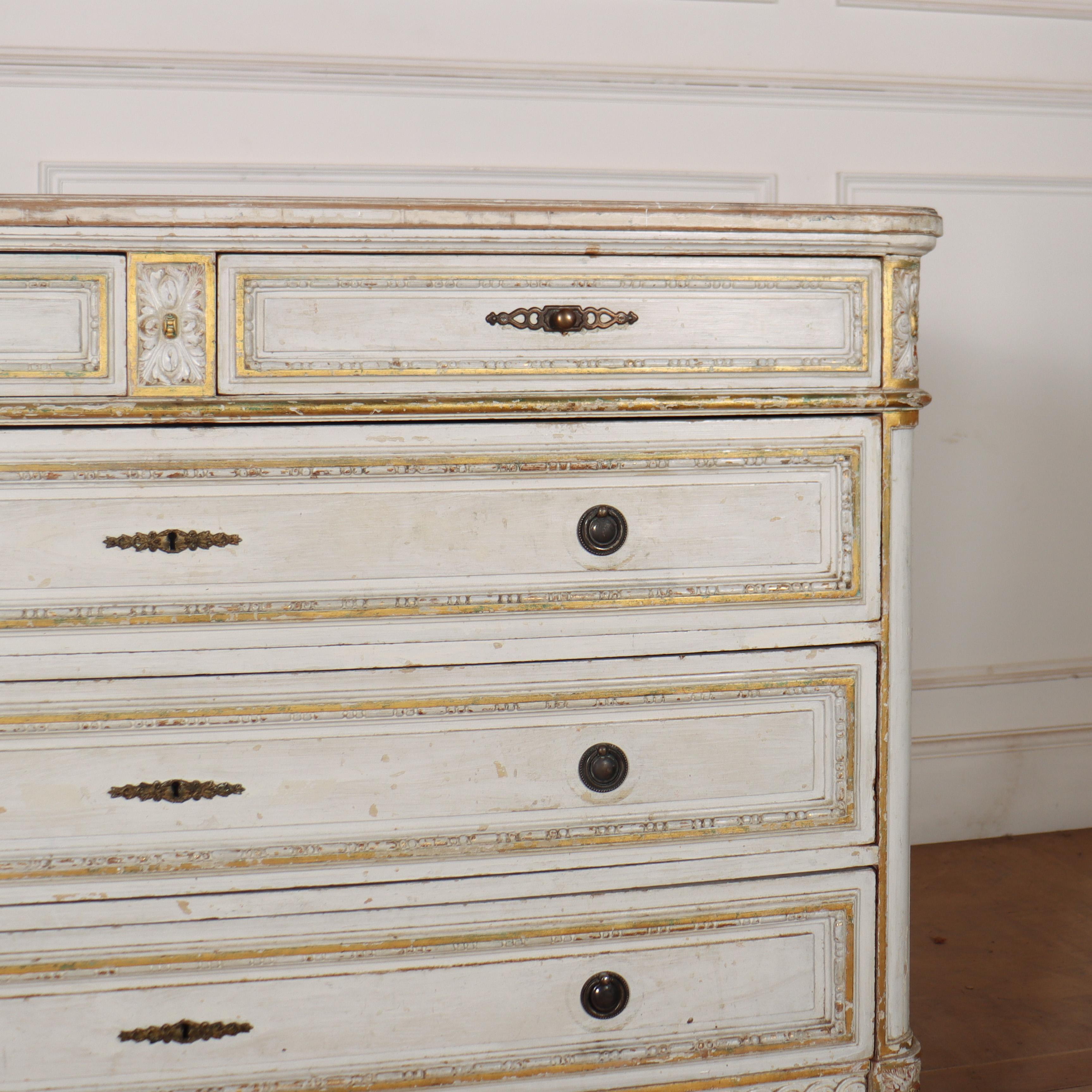 Pine French Original Painted Commode