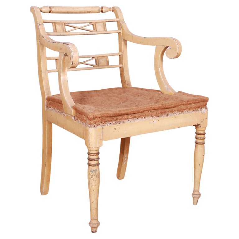 French Original Painted Desk Chair For Sale at 1stDibs