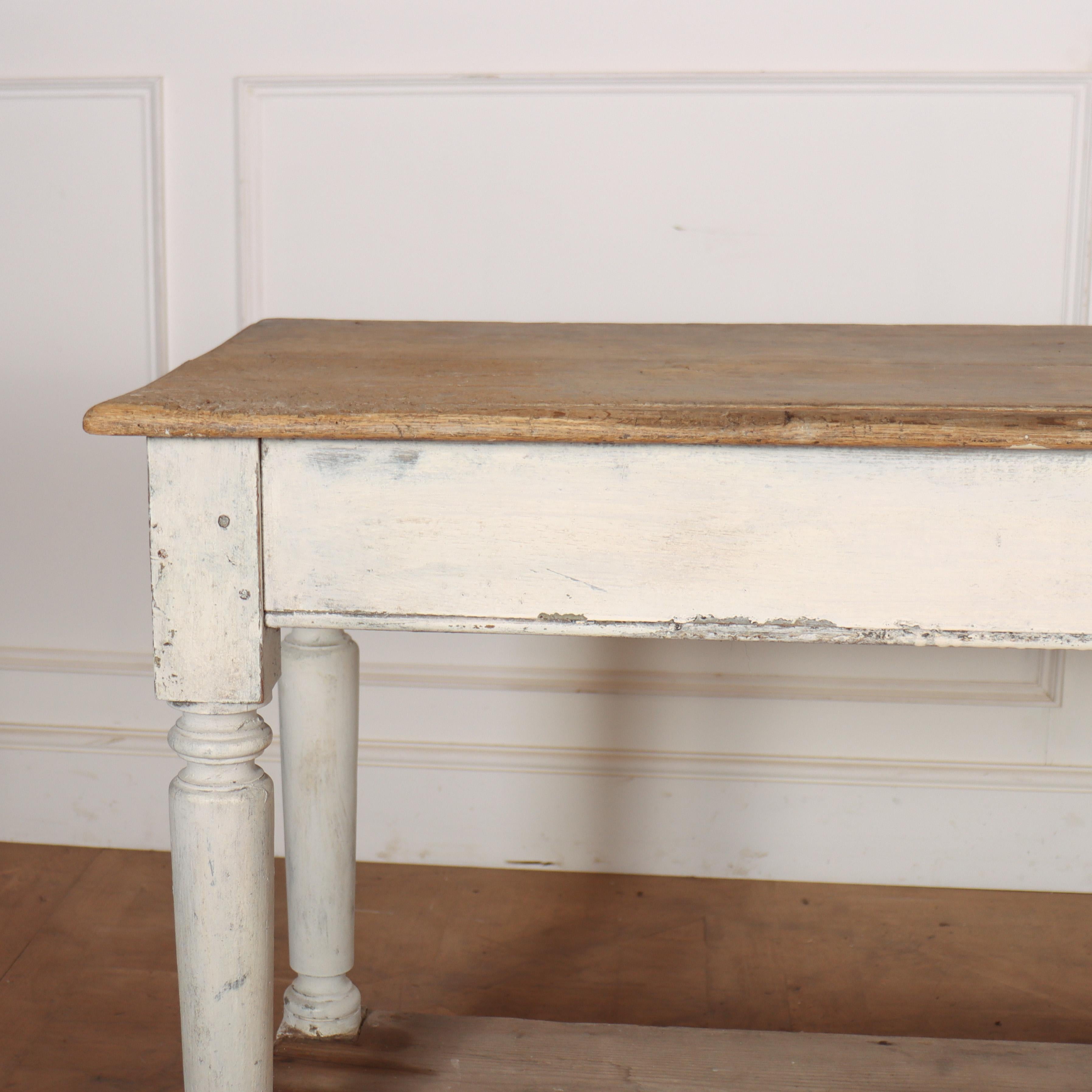 19th C French original painted oak and pine drapers console. 1890.

Reference: 8321

Dimensions
77 inches (196 cms) Wide
20 inches (51 cms) Deep
34 inches (86 cms) High