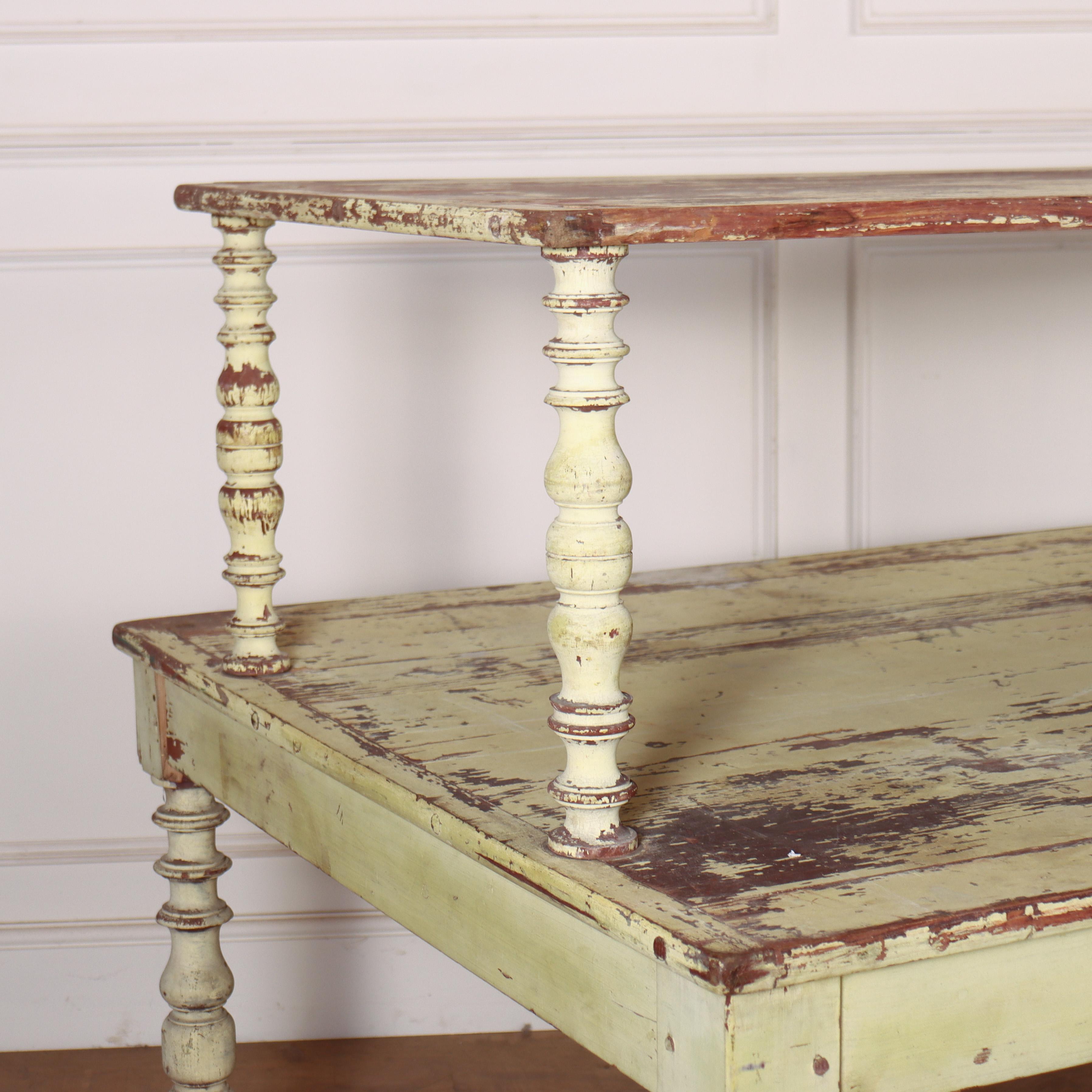 Pine French Original Painted Florist Table For Sale