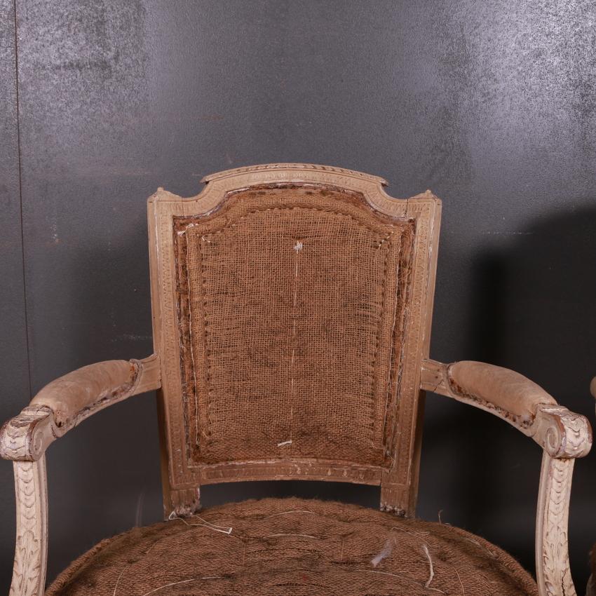 18th Century and Earlier French Original Painted Salon Chairs For Sale