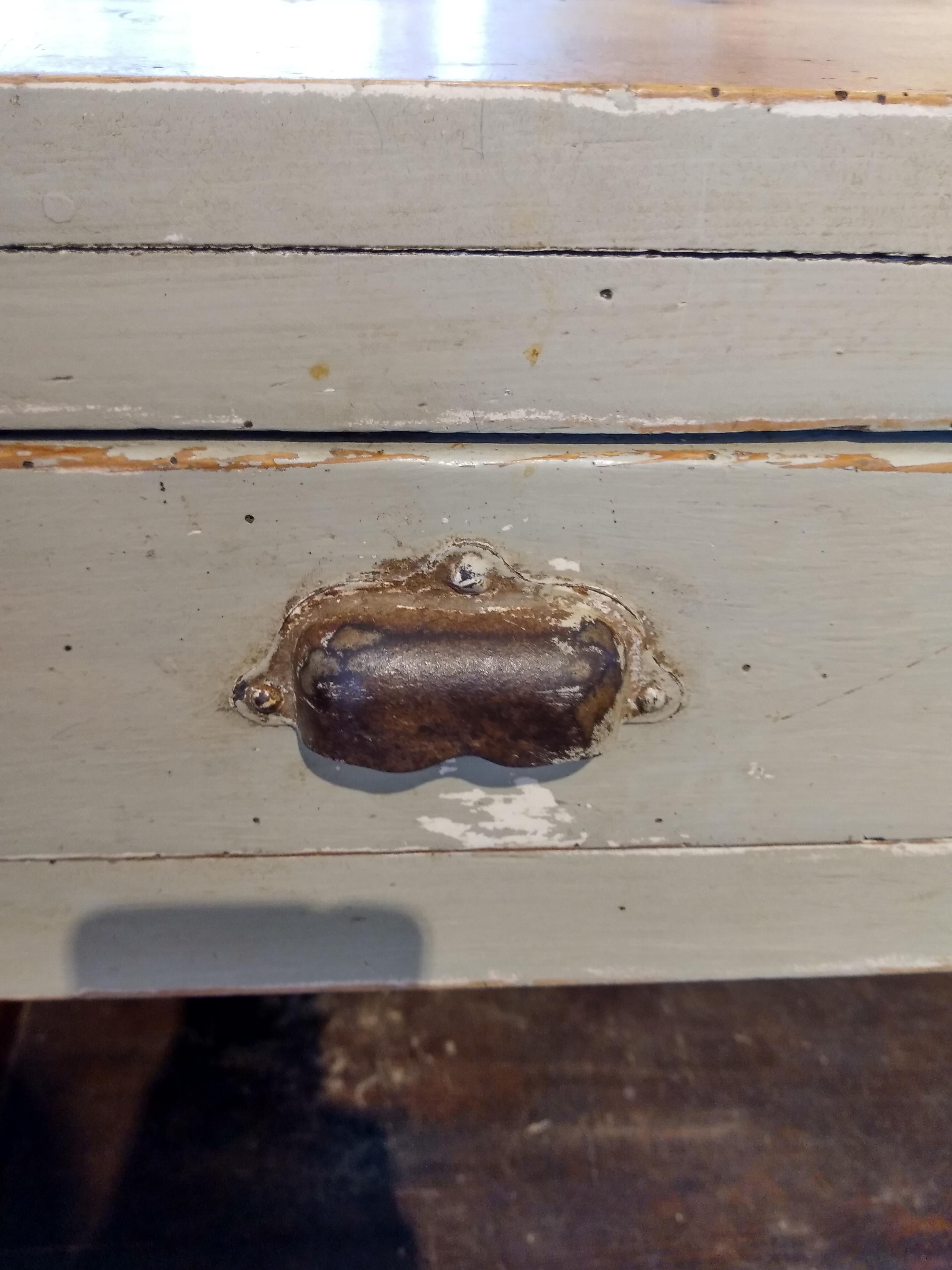 French Original Painted Store Counter In Distressed Condition In Sheffield, MA