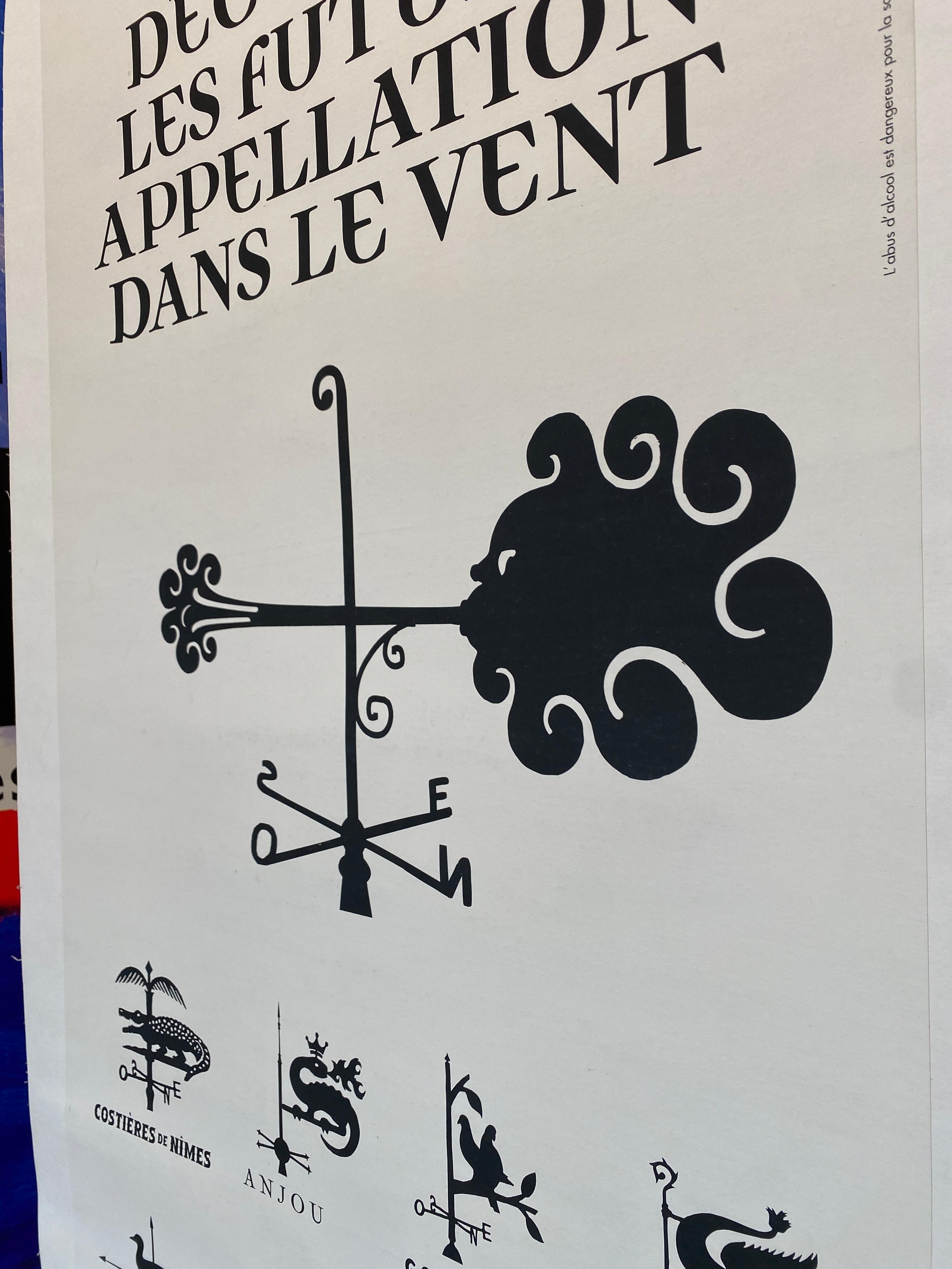 Modern French Original Poster, ‘Decouvrez les futures appellations dans la vent’ For Sale