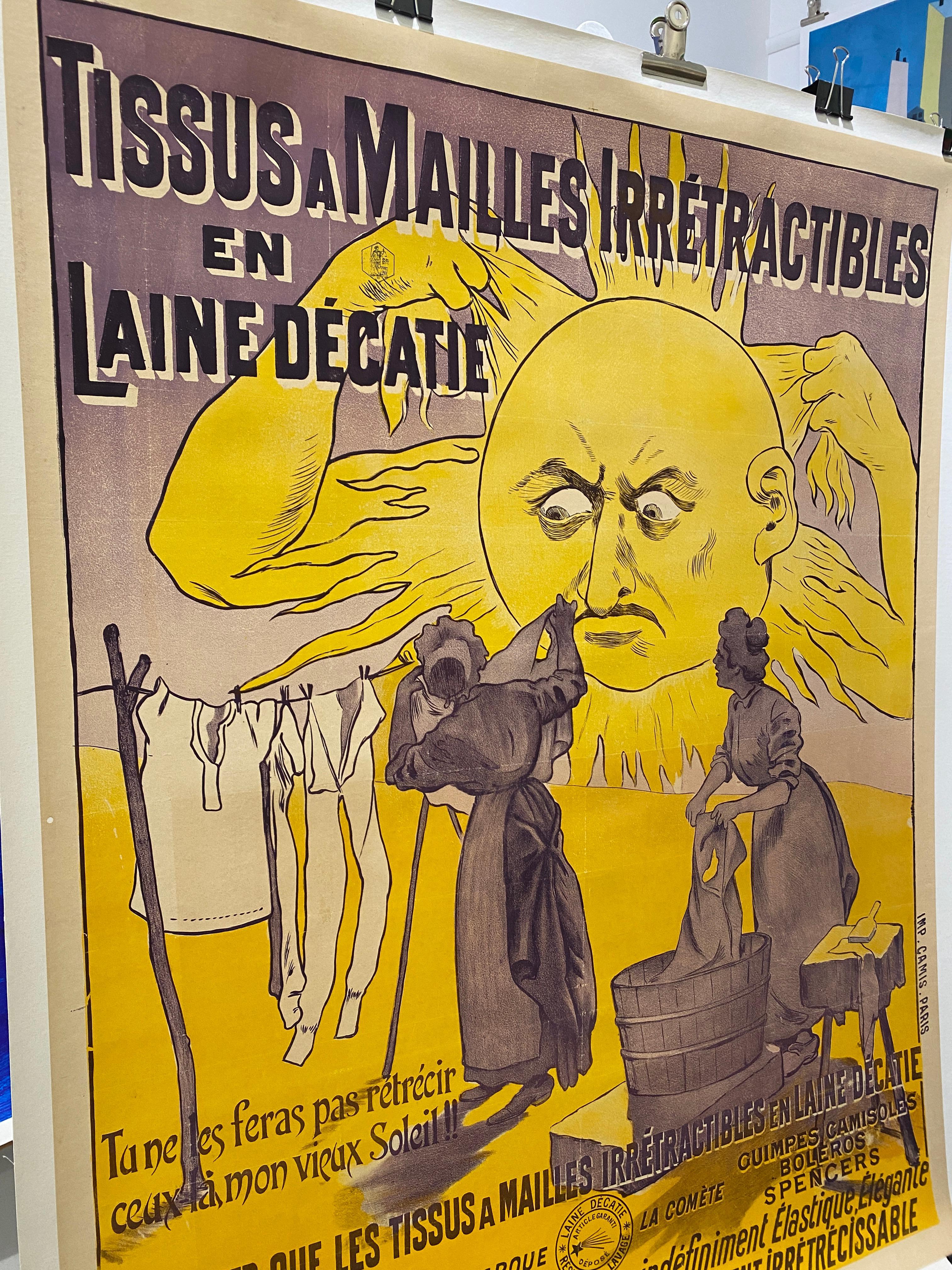 French Original Poster for Delicate Wool, 'Laine Décatie' Early 20th Century

ARTIST	
Unknown

YEAR	
C. 1900

DIMENSIONS	
128 x 90 cm 

CONDITION	
Good

FORMAT
Linen backed 