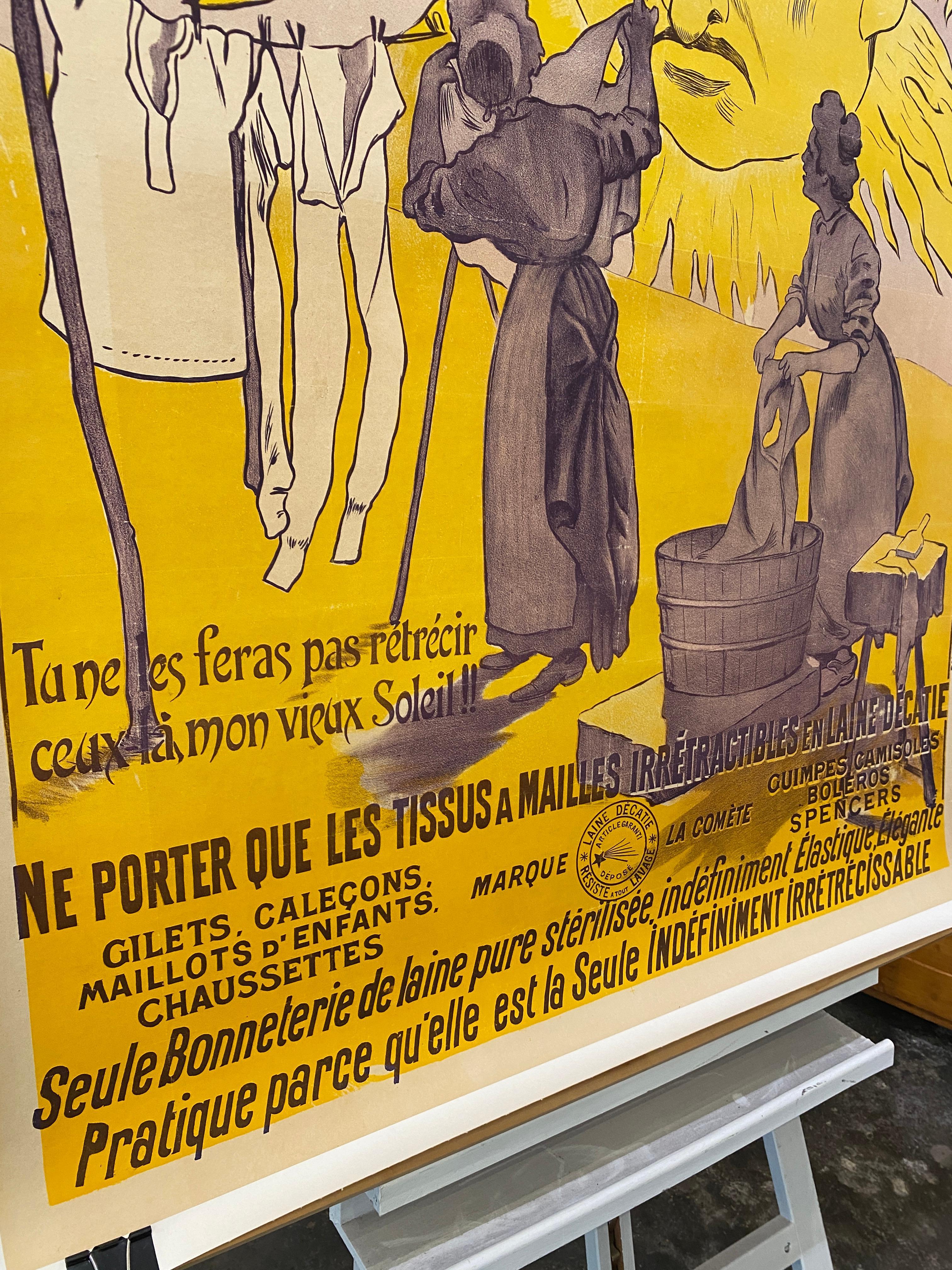 Art Deco French Original Poster for Delicate Wool, 'Laine Décatie' Early 20th Century For Sale