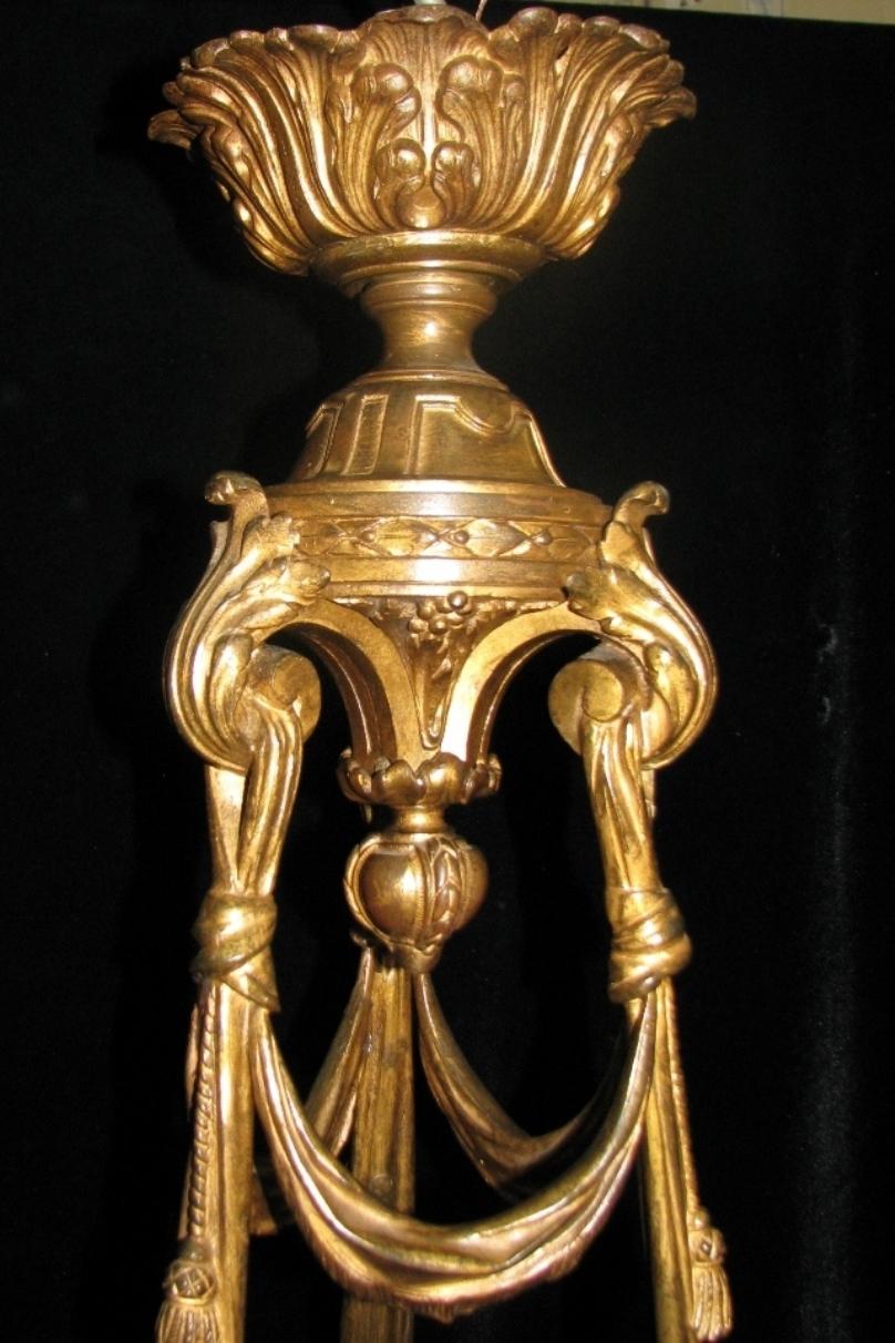 Cast French Ormolu 6 Light Chandelier With Faces, 19 Century