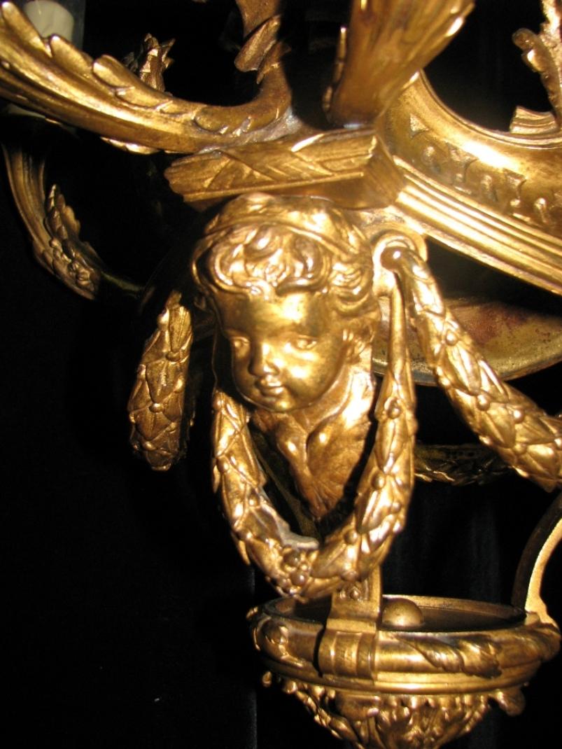 French Ormolu 6 Light Chandelier With Faces, 19 Century For Sale 1