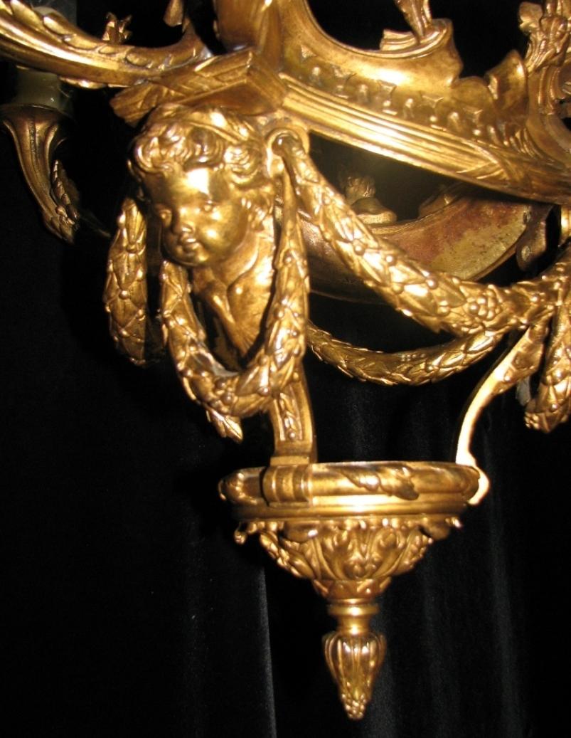French Ormolu 6 Light Chandelier With Faces, 19 Century 2