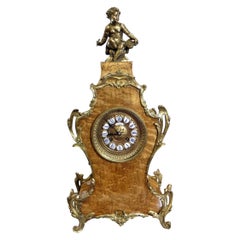 Antique French Ormolu and Birds Eye Maple Boulle Clock