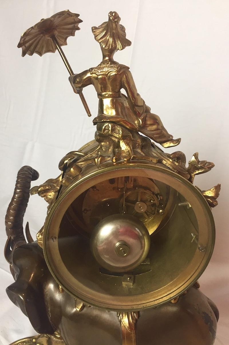 French Ormolu and Bronze Elephant Chinoiserie Clock 2