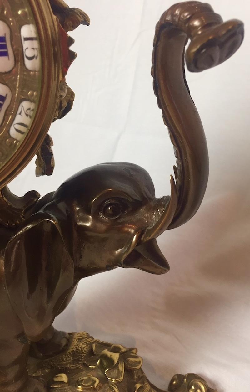 French Ormolu and Bronze Elephant Chinoiserie Clock 3