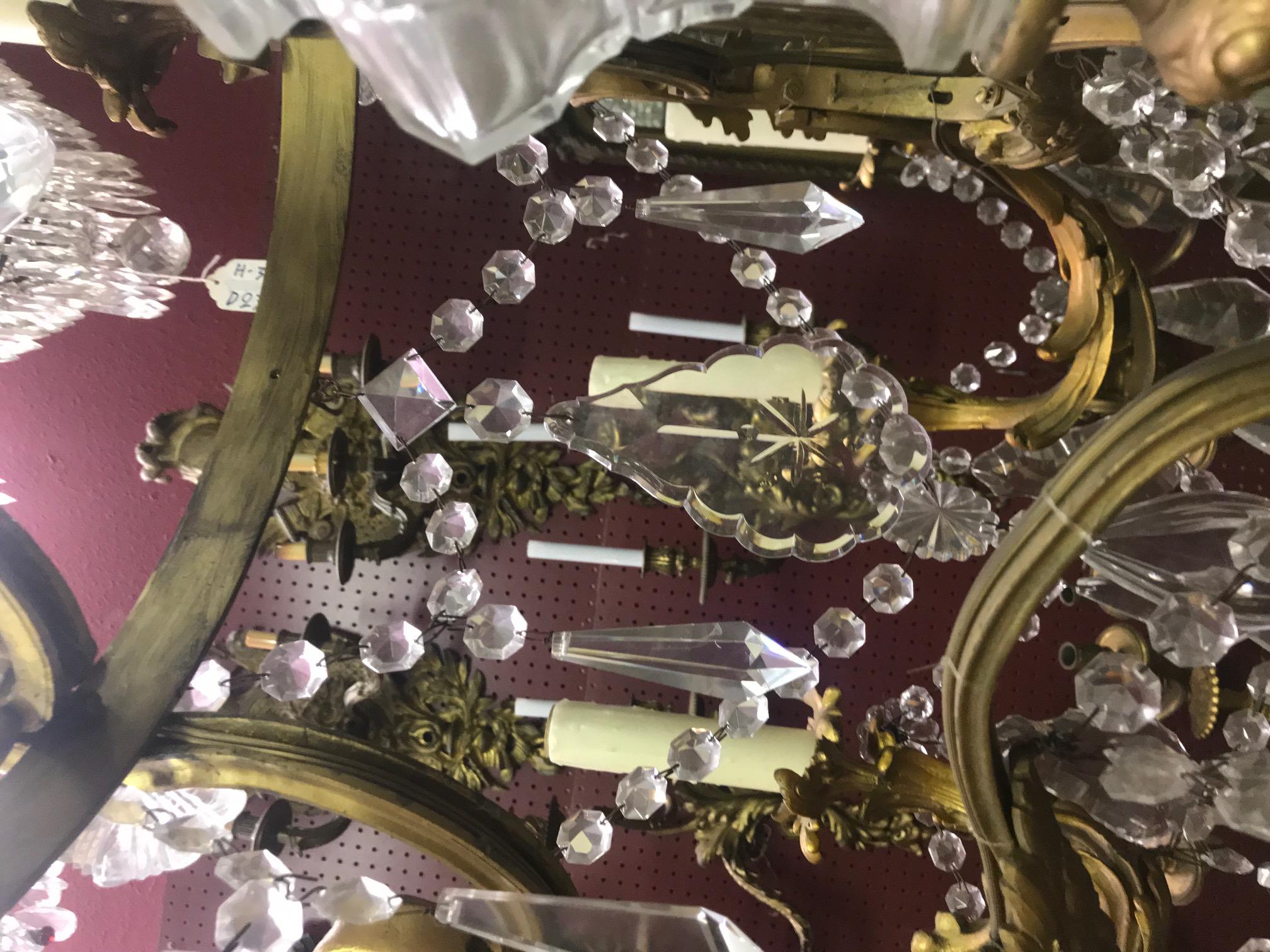 French Ormolu and Cut Crystal Chandelier, 19th Century For Sale 13