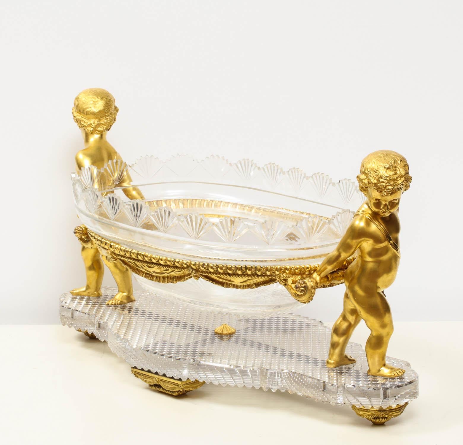 Napoleon III French Ormolu and Cut-Glass Centerpiece by Baccarat Paris, circa 1870