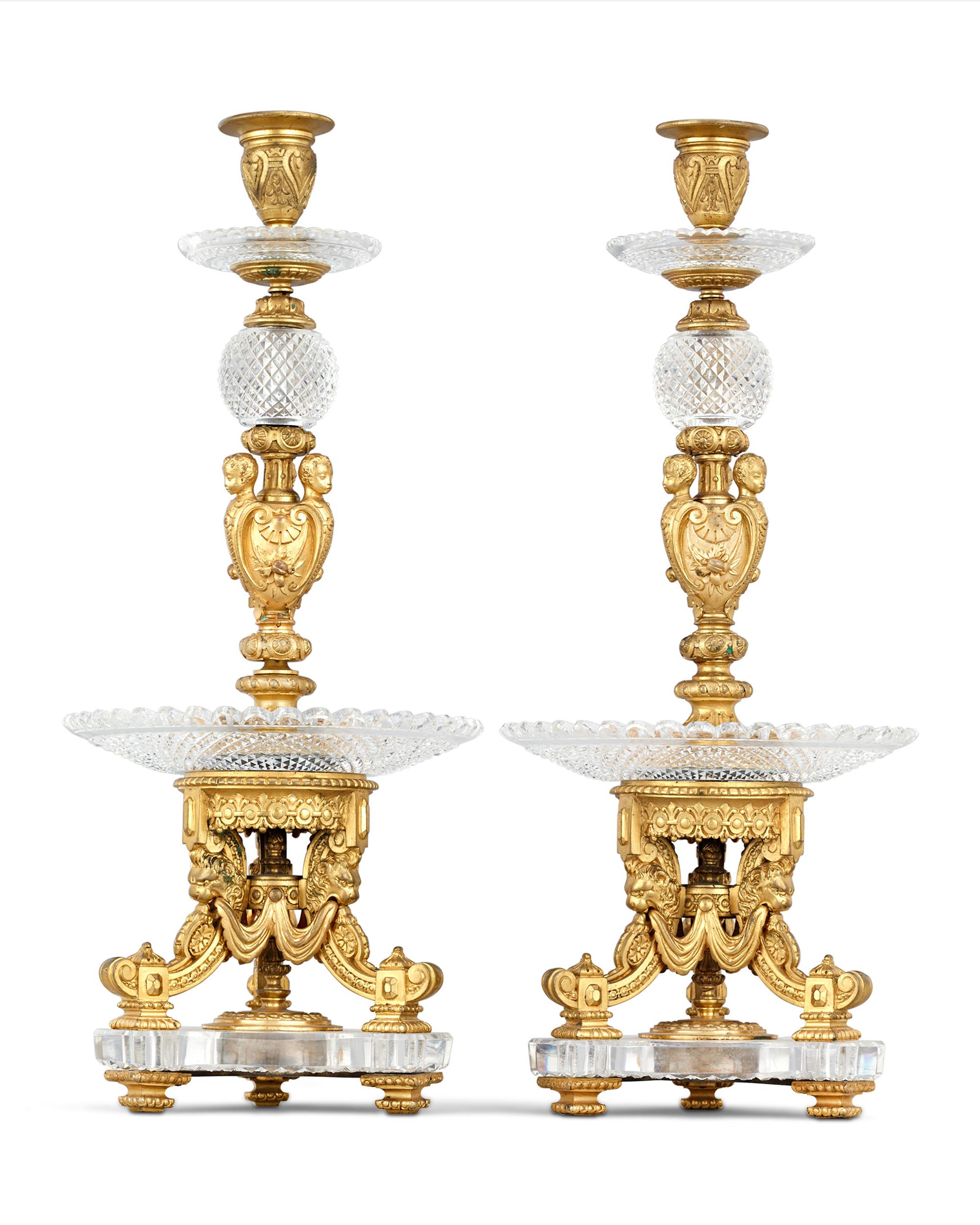 Neoclassical Ormolu and Cut Glass Table Garniture by Baccarat