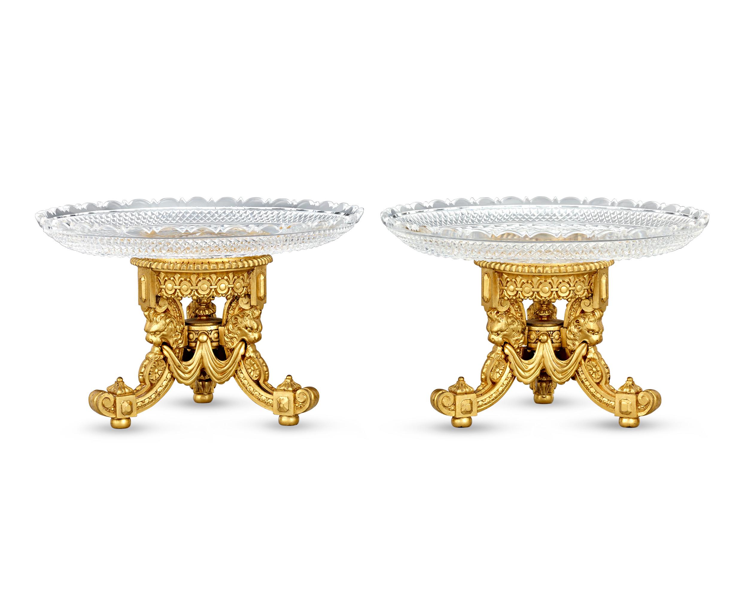 French Ormolu and Cut Glass Table Garniture by Baccarat