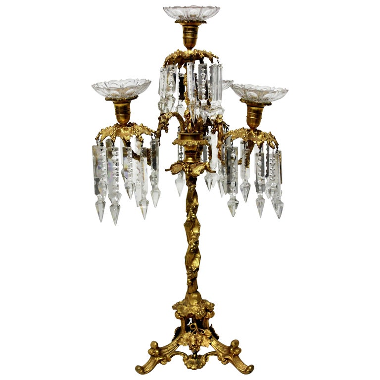 French Ormolu and Glass Candelabra For Sale at 1stDibs