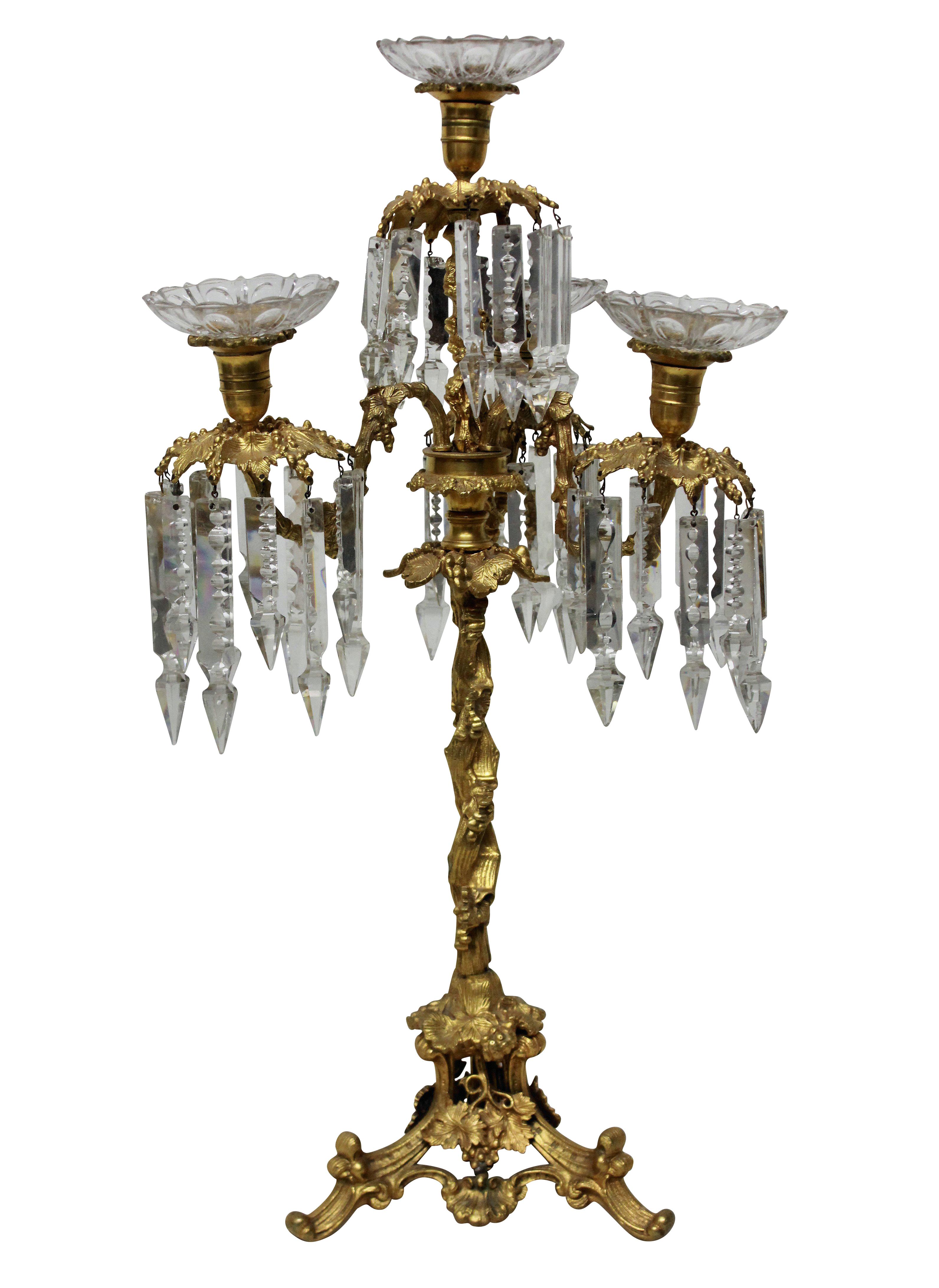 French Ormolu and Glass Candelabrum In Good Condition In London, GB