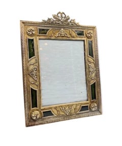 French Ormolu and Green Guilloche Enamel Picture Frame