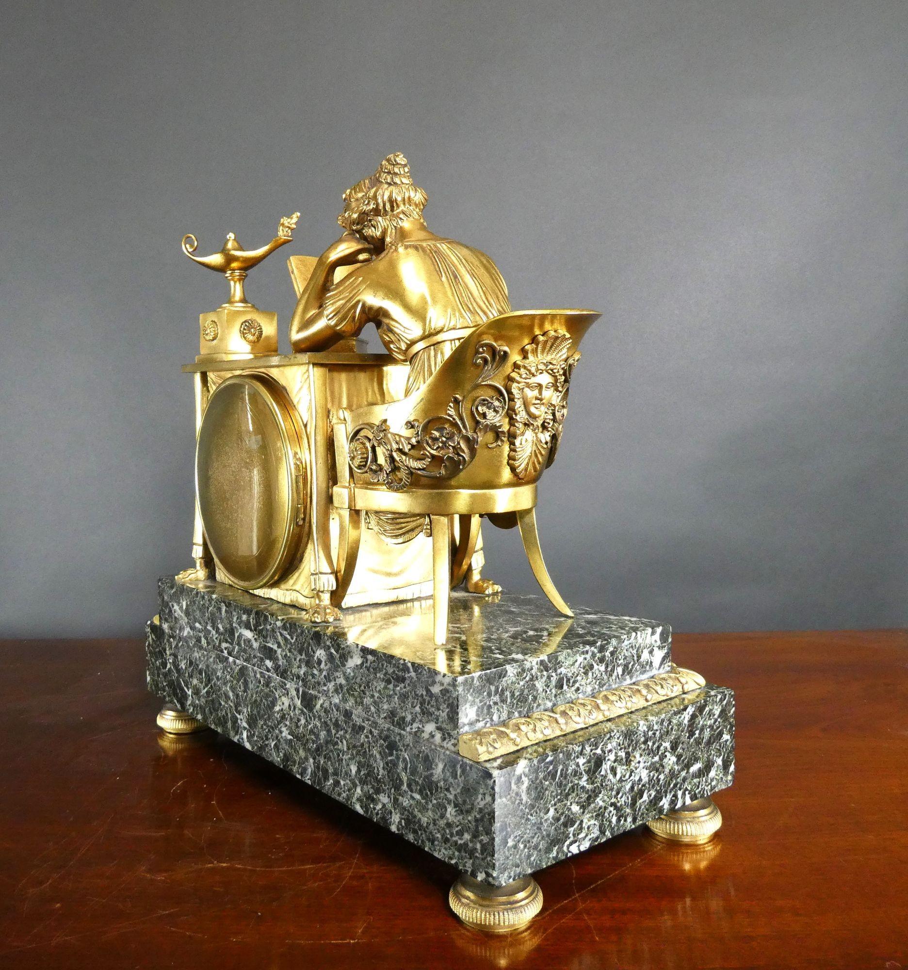 Late 19th Century French Ormolu and Green Marble Mantel Clock, Maple & Co, Paris For Sale