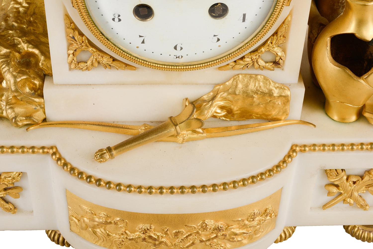 French Ormolu and Marble Louis XVI Style Mantel Clock 3