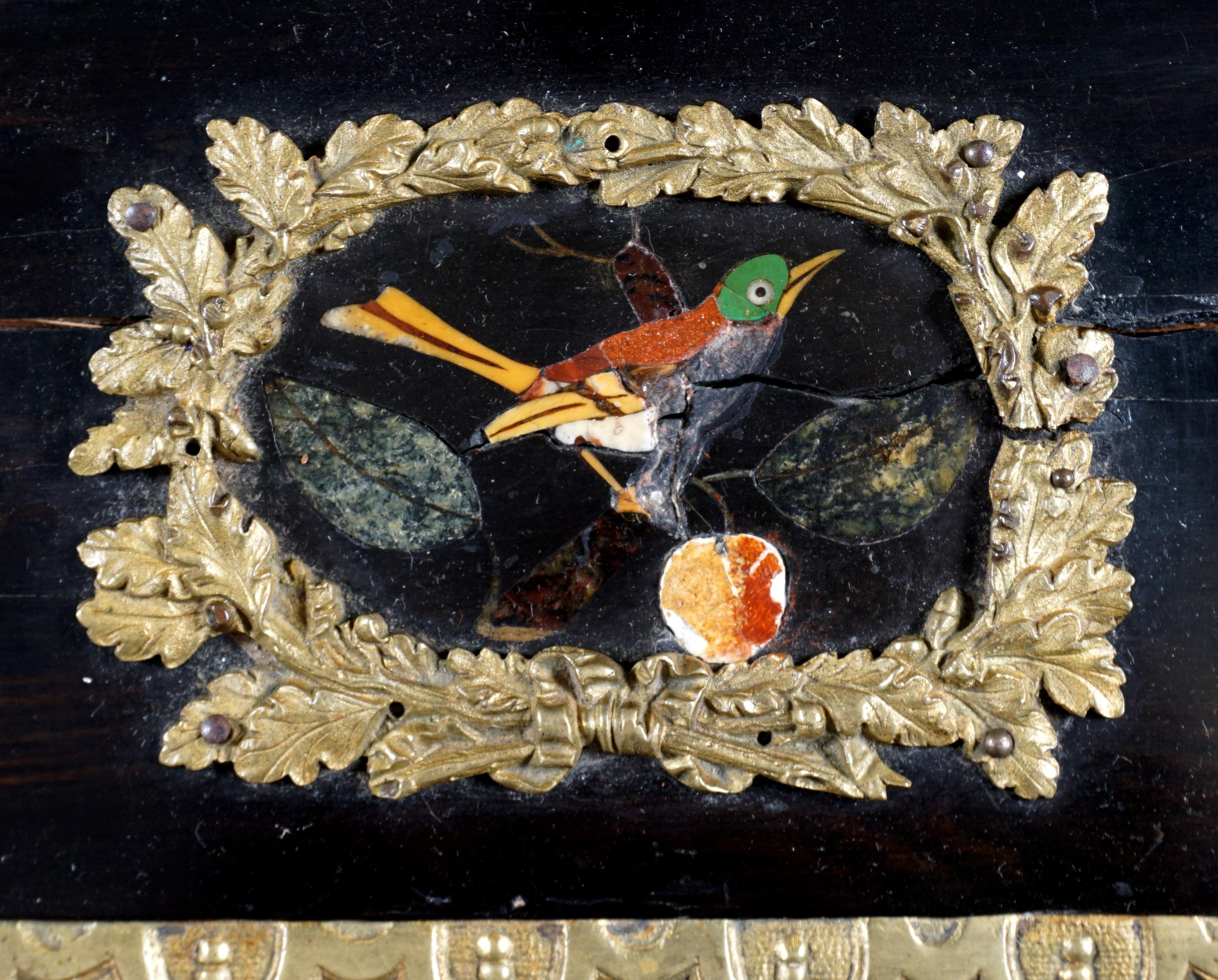 French Ormolu and Pietra Dura Mounted Ebonized Bureau Plat 13