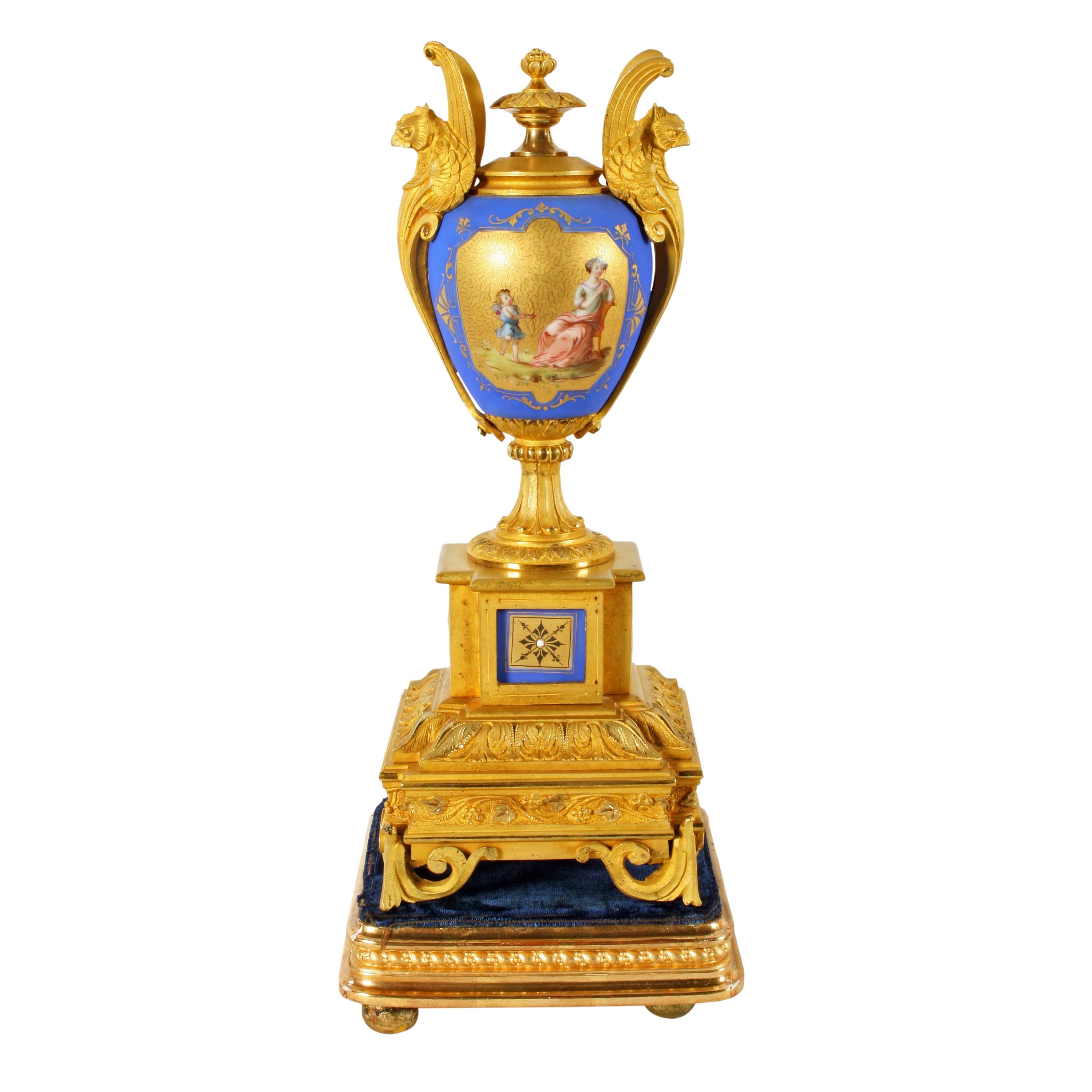 Mid-19th Century Fine 19th Century Second Empire French Ormolu and Porcelain Clock Garniture For Sale