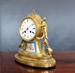 French Ormolu and Porcelain Panel Mantel Clock