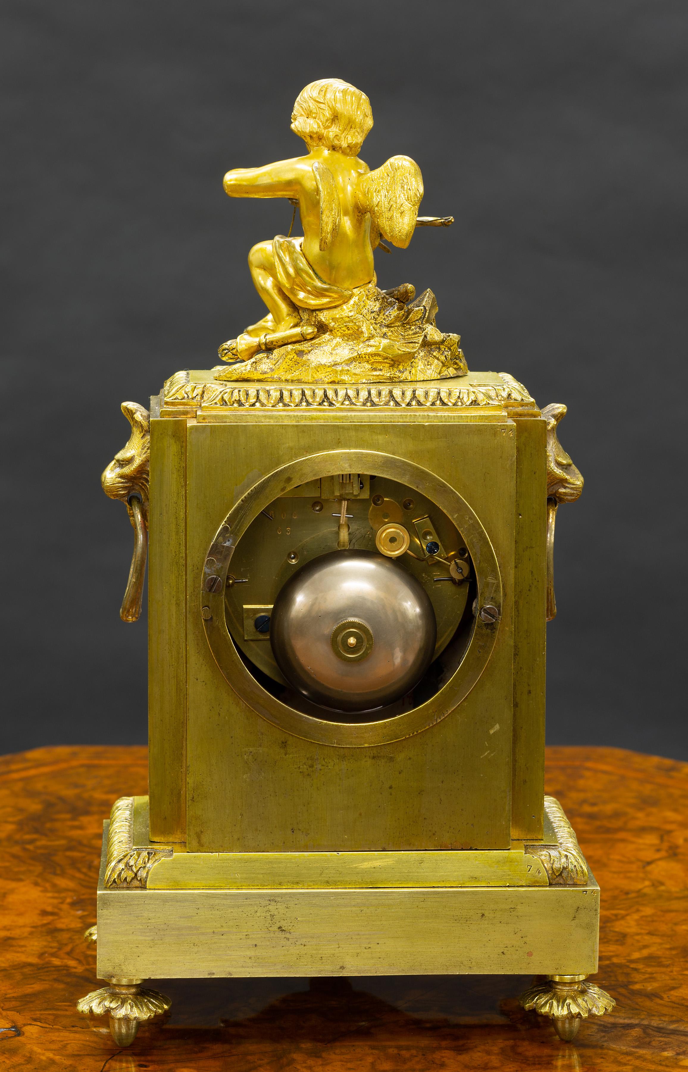 French Ormolu and Porcelain Panel Mantel Clock In Good Condition In Norwich, GB