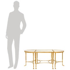 French Ormolu and white Carrara marble coffee table, attributed to Maison Bagues