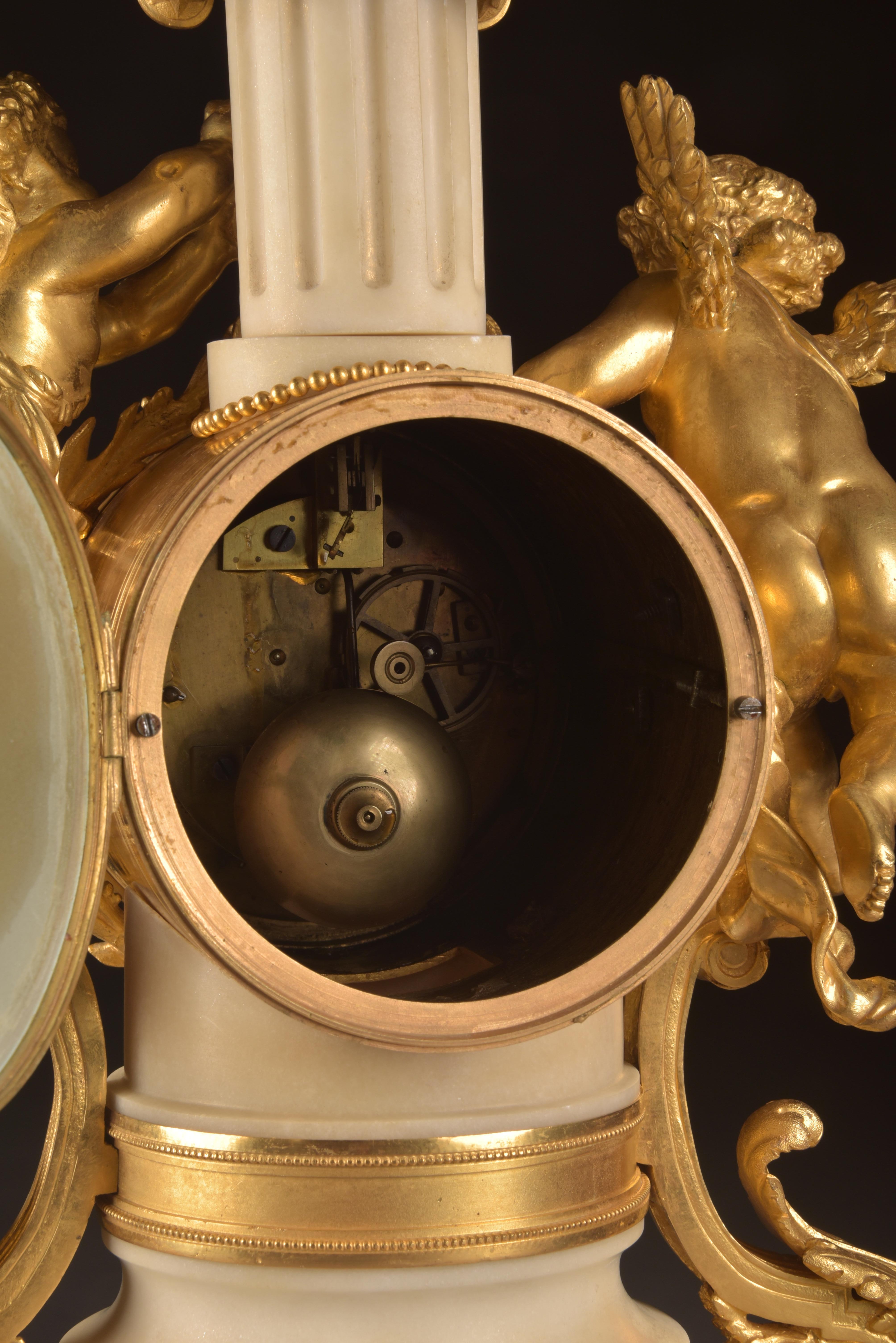 French Ormolu and White Marble Clock, Napoleon III 3