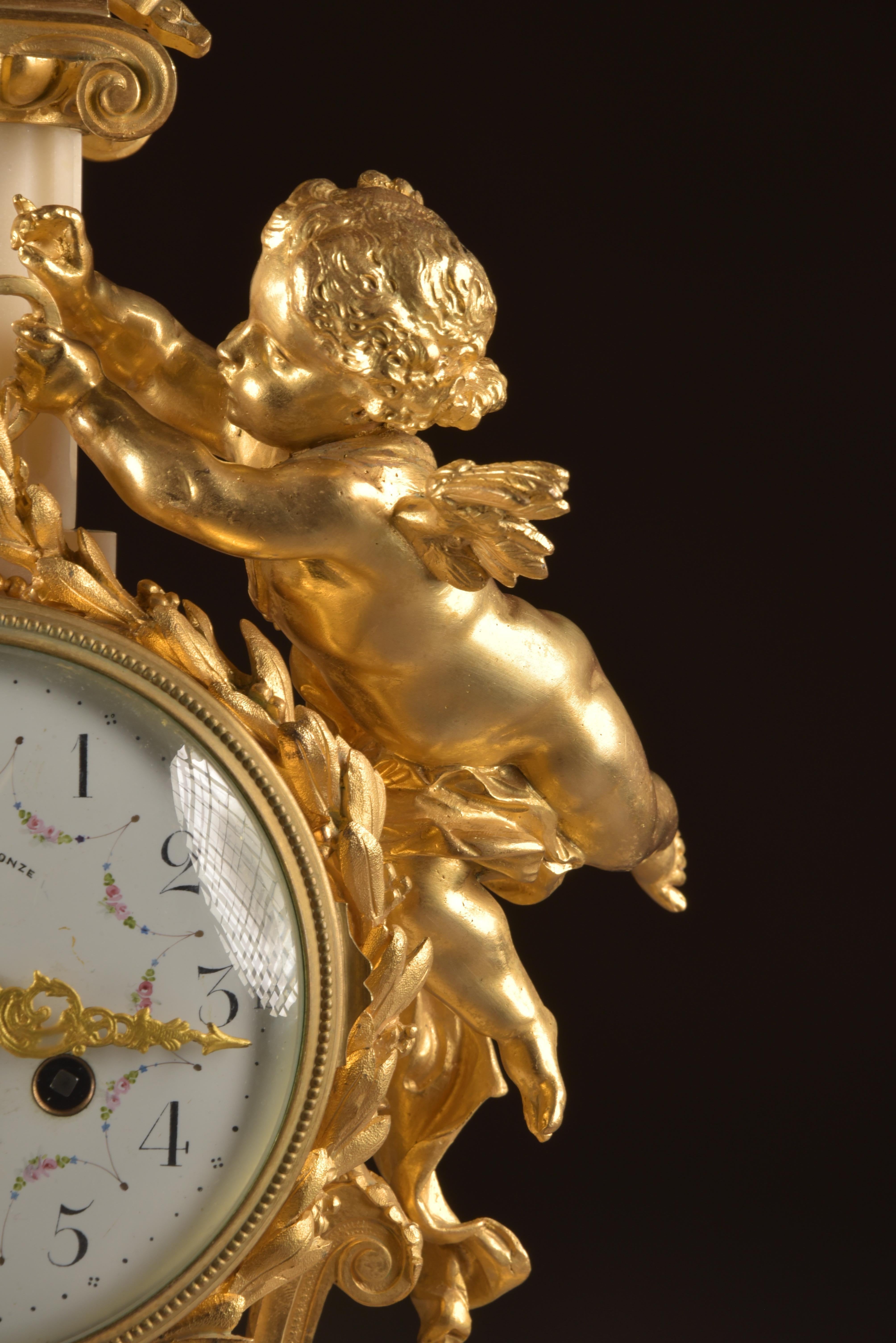 Louis XVI French Ormolu and White Marble Clock, Napoleon III
