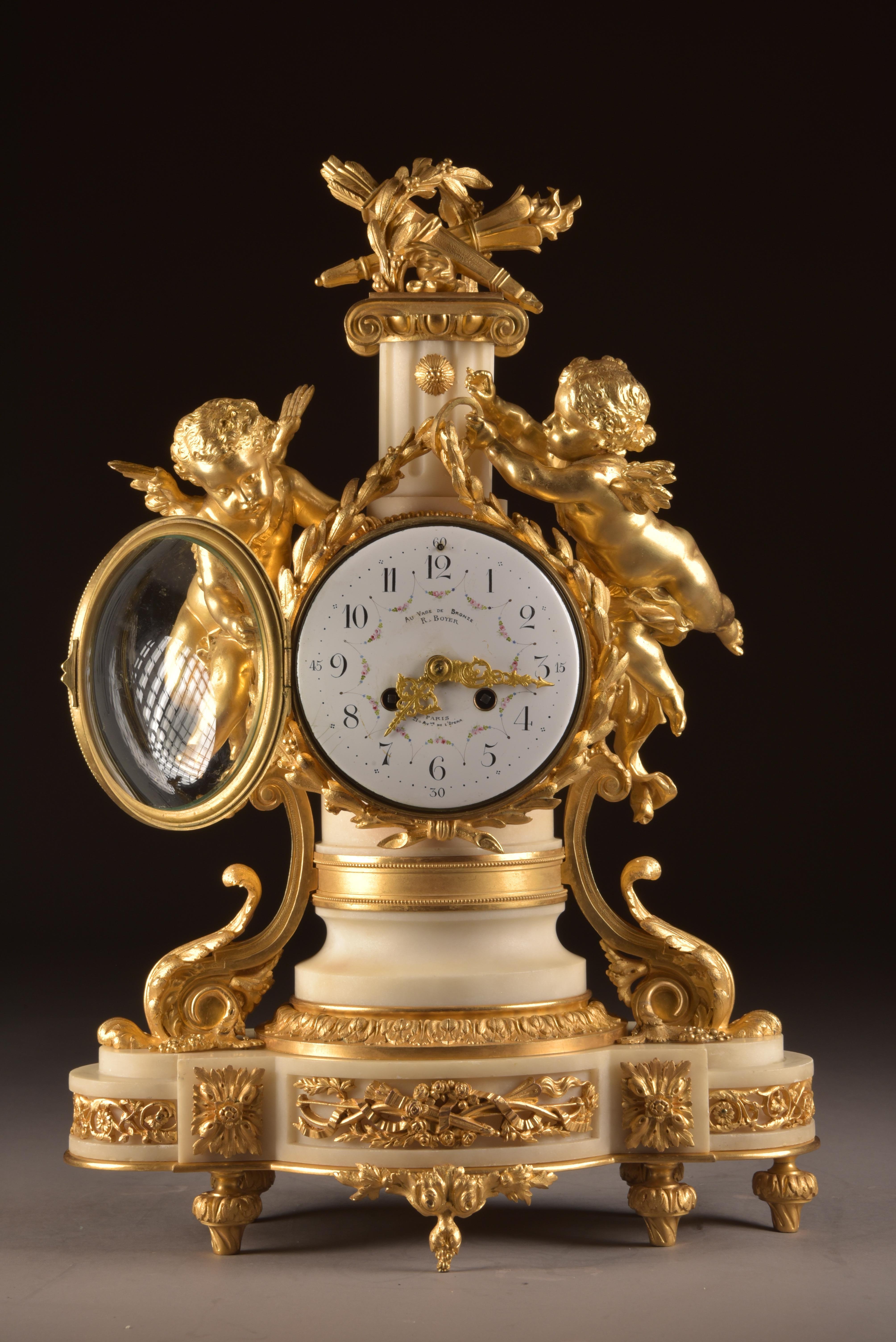 19th Century French Ormolu and White Marble Clock, Napoleon III