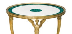 French Ormolu Bronze Malachite and White Marble Gueridon Table, circa 1870