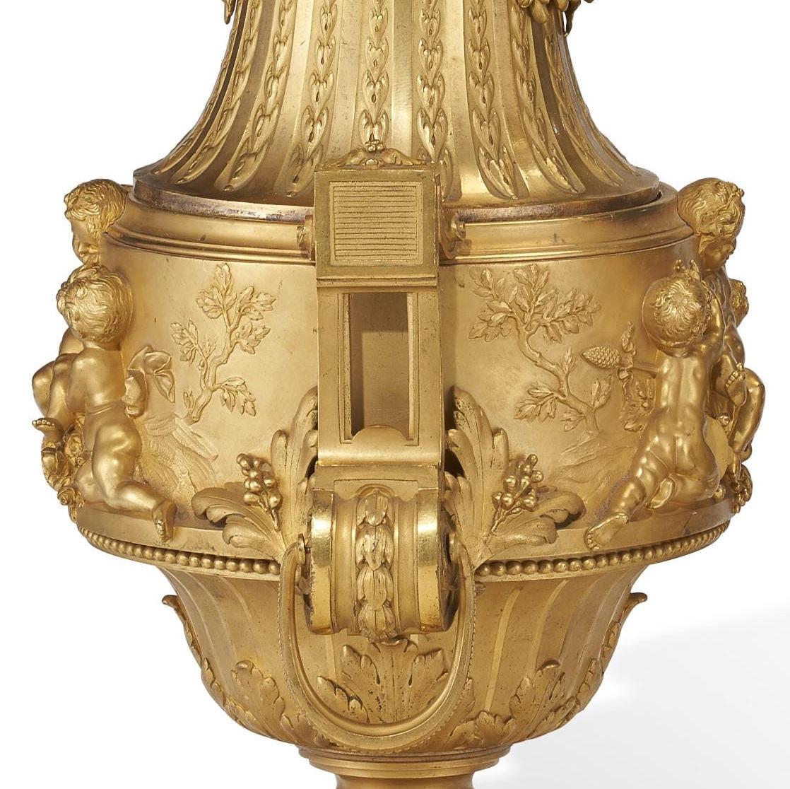 French Ormolu Bronze Urns by Maxime Secrétant  For Sale 6
