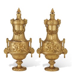 French Ormolu Bronze Urns by Maxime Secrétant