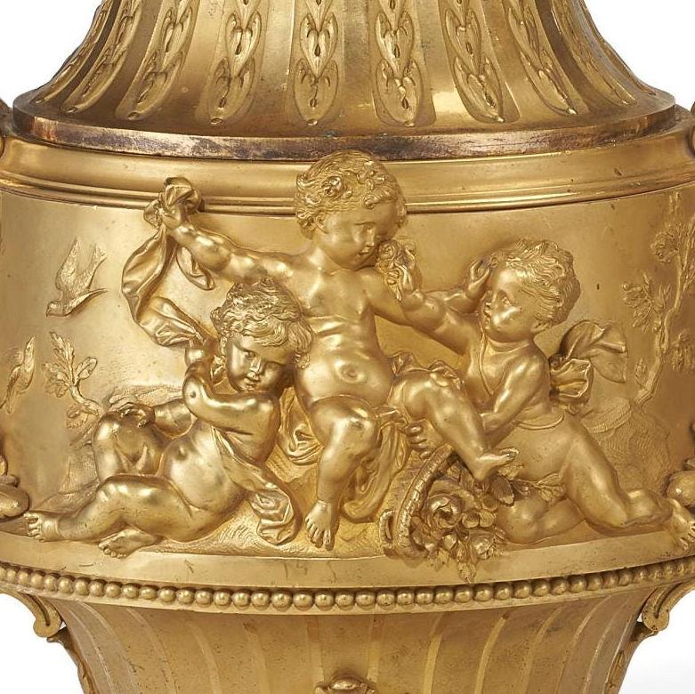 French Ormolu Bronze Urns by Maxime Secrétant  For Sale 2