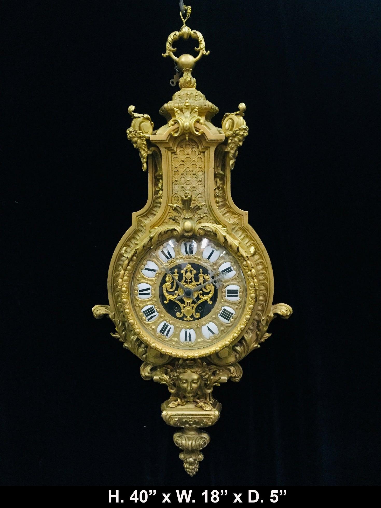 Magnificent quality 19th century French Louis XV style ormolu cartel clock with a mechanism signed by H&F Paris. 

The intricate ormolu body of the cartel clock is beautifully decorated in a foliate-inspired and acanthus motif throughout, flanked