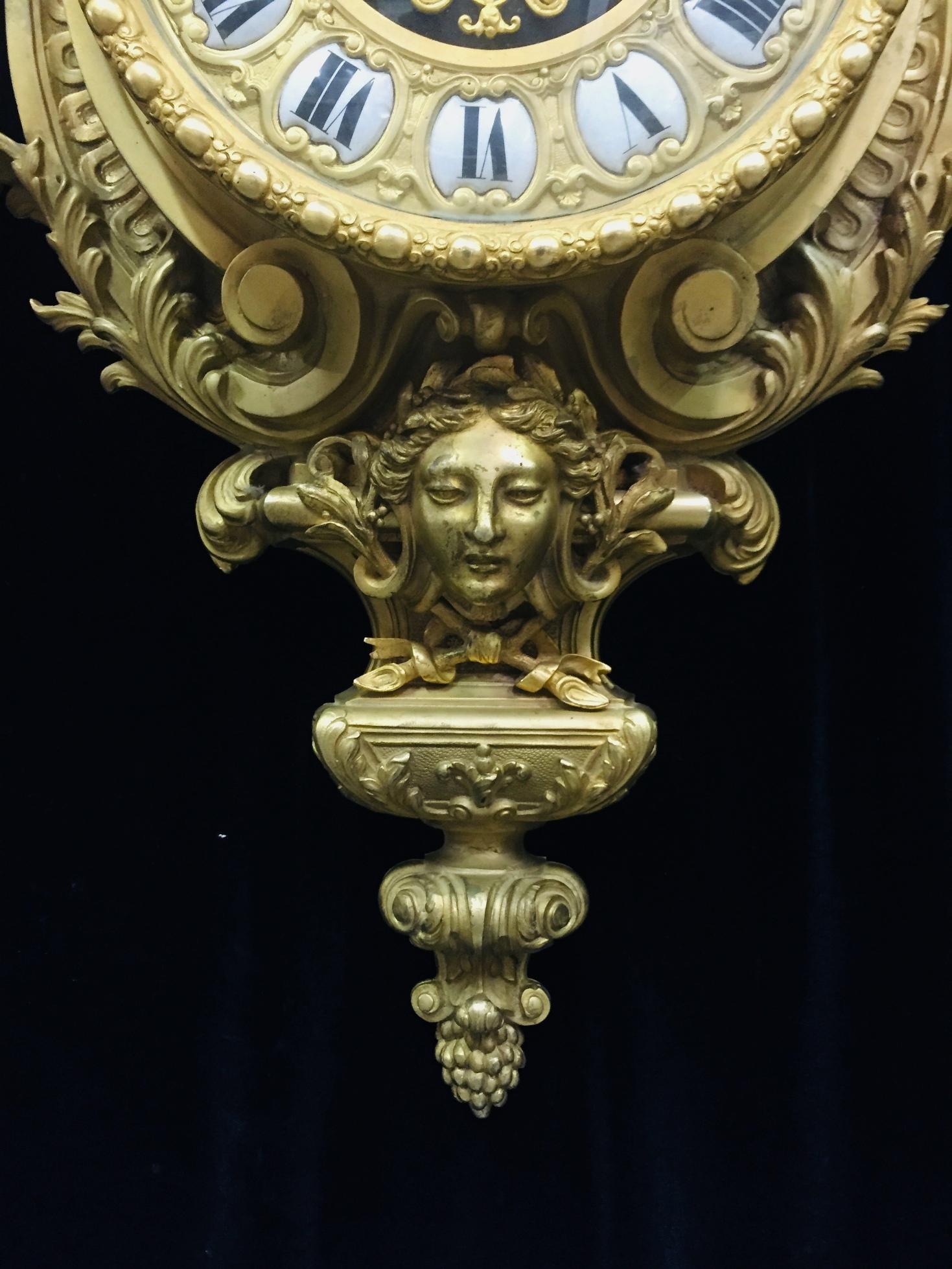 French Ormolu Cartel Clock, 19th Century by H&F Paris 3