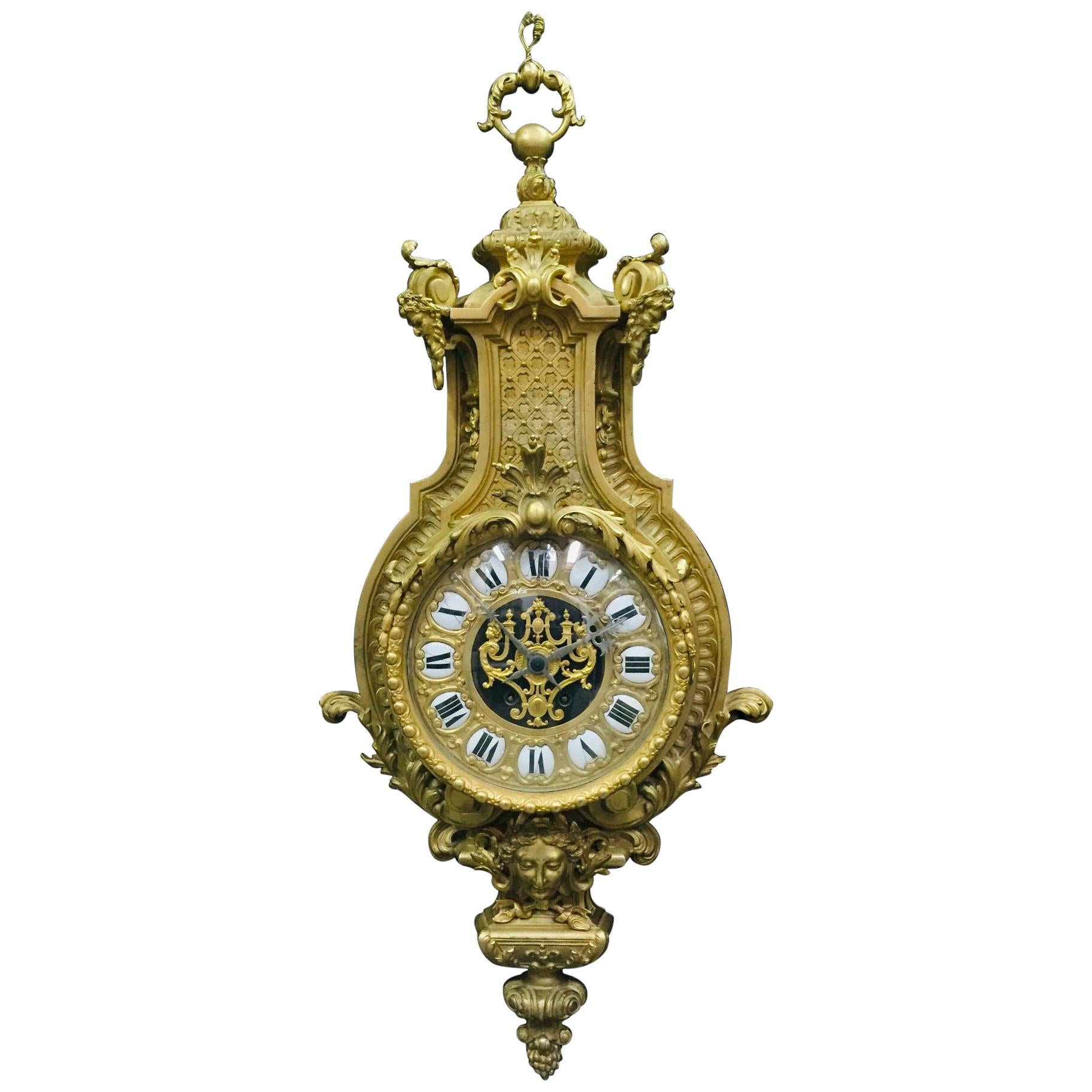 French Ormolu Cartel Clock, 19th Century by H&F Paris