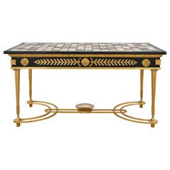 Mesa de centro ormolu francesa con tablero de mármol italiano