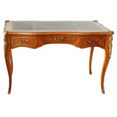 French Ormolu Empire Style Desk in Kingwood Brass Details